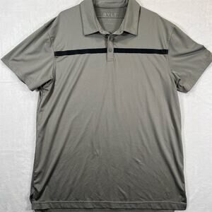 BYLT Men's XL Gray Stripe Polo Shirt Short Sleeve Golf Casual